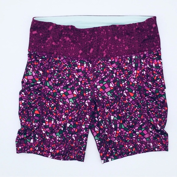 Lululemon Women’s Shorts Size 4 Speed Track Short Paradise Geo Print Plum - Picture 2 of 11